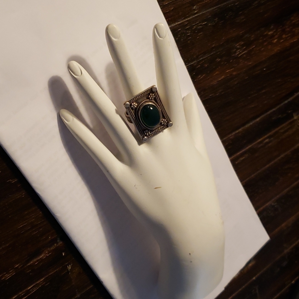 Vintage (80s) Egyptian Sterling Silver Adjustable Ring - Picture 1 of 6